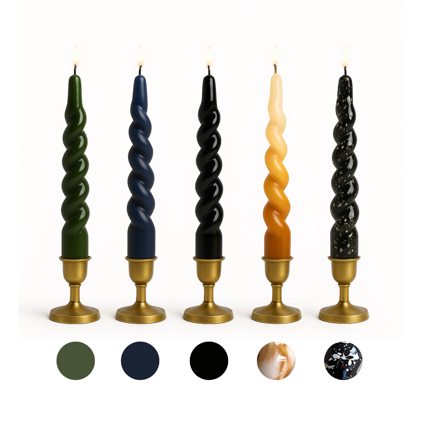 Happynesso İtalyan Kısa Burgu Şamdan Mumu 17,5 cm | El Yapımı, Kokusuz & Damlamaz