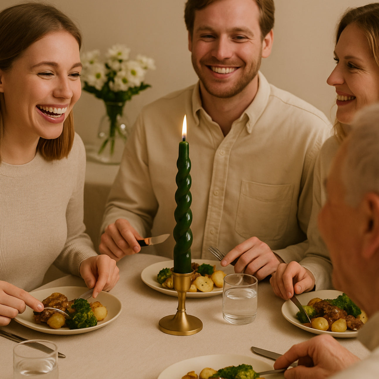 Happynesso İtalyan Kısa Burgu Şamdan Mumu 17,5 cm | El Yapımı, Kokusuz & Damlamaz