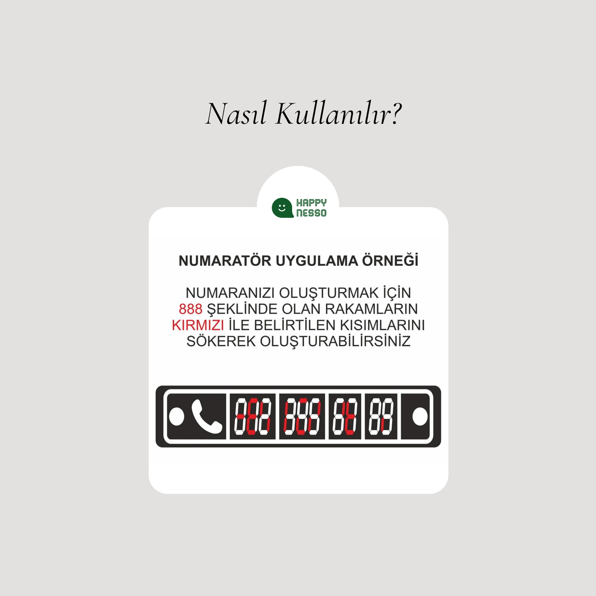 Araç içi vantuzlu numaratör nasıl kullanılır görsel anlatım, rakam ayırarak telefon numarası oluşturma adımları