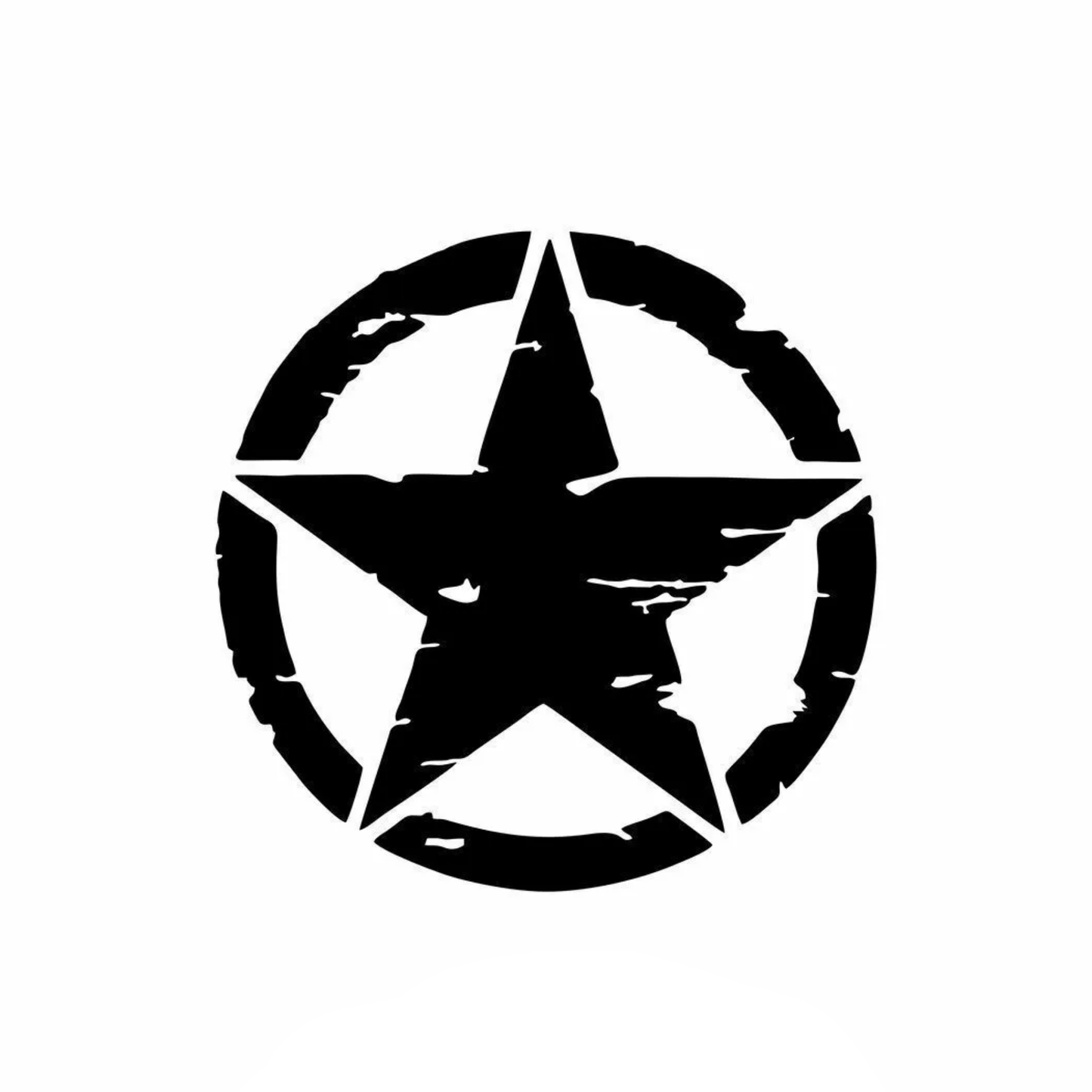 Askeri yıldız sticker siyah folyo 25x25 cm distressed vintage army star araç duvar etiketi