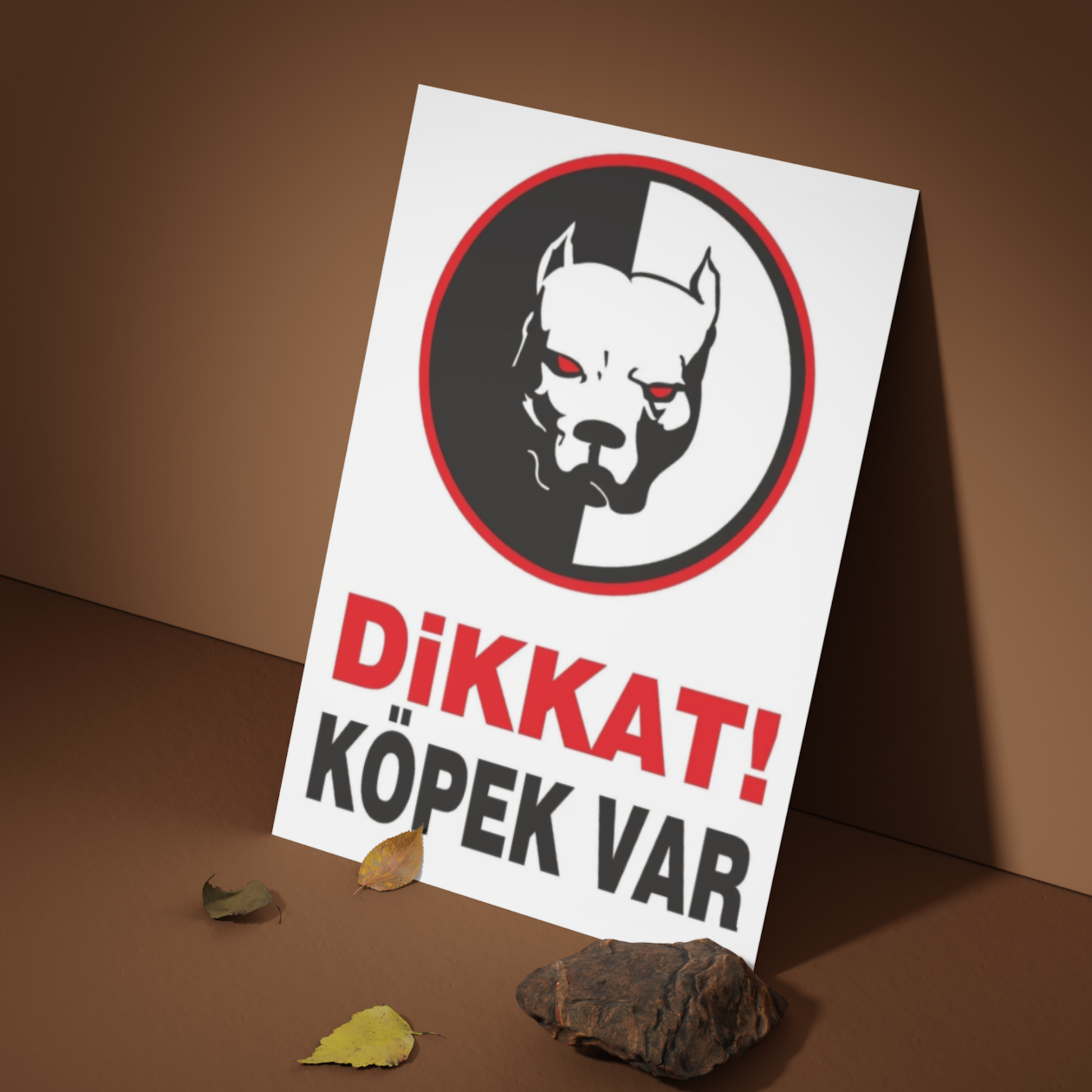 Dikkat Köpek Var uyarı levhası bulldog görselli, bahçe ve kapı girişinde kullanılan 25x35 cm forex tabela