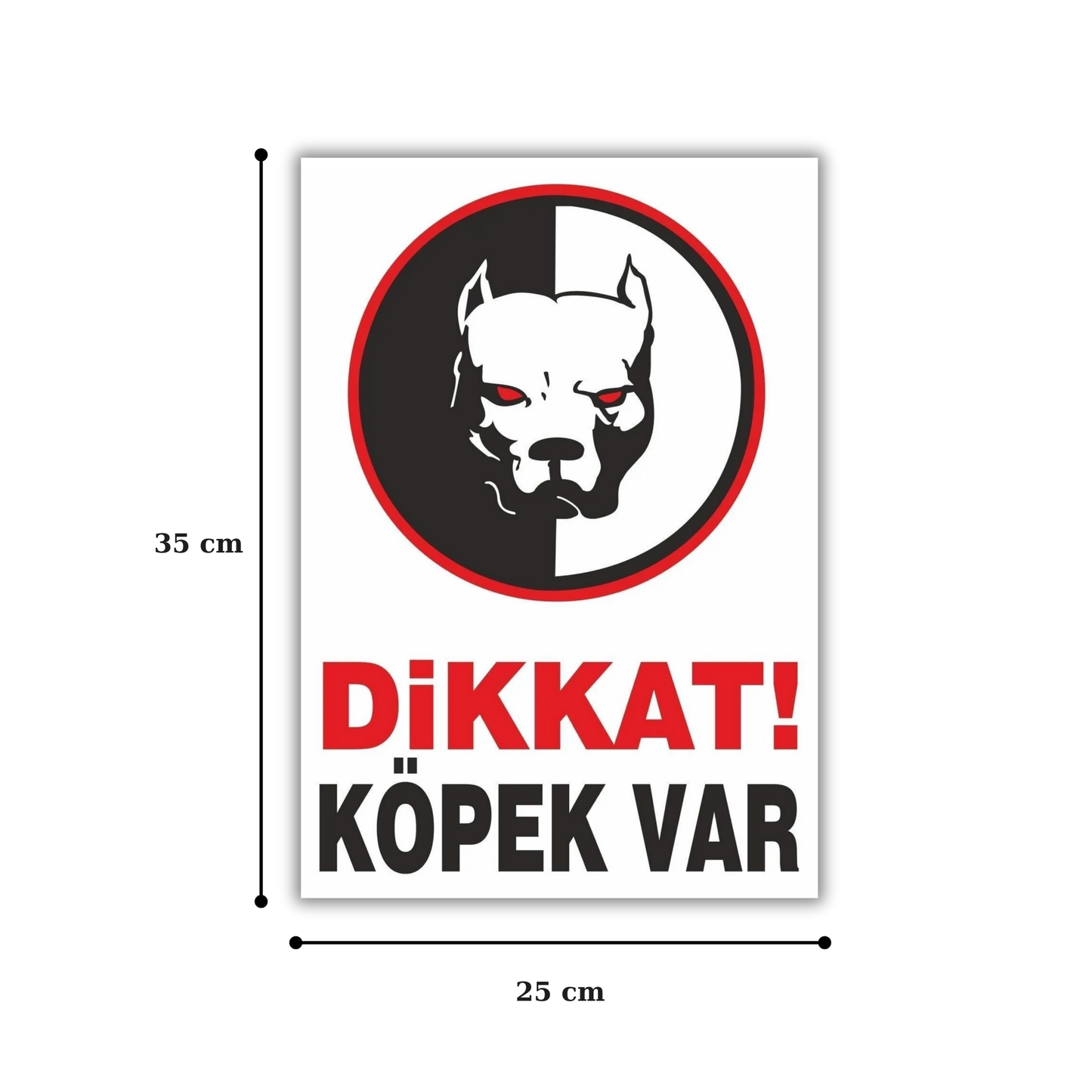 Dikkat Köpek Var uyarı levhası bulldog görselli, 25x35 cm ölçülerinde forex tabela boyut bilgisi