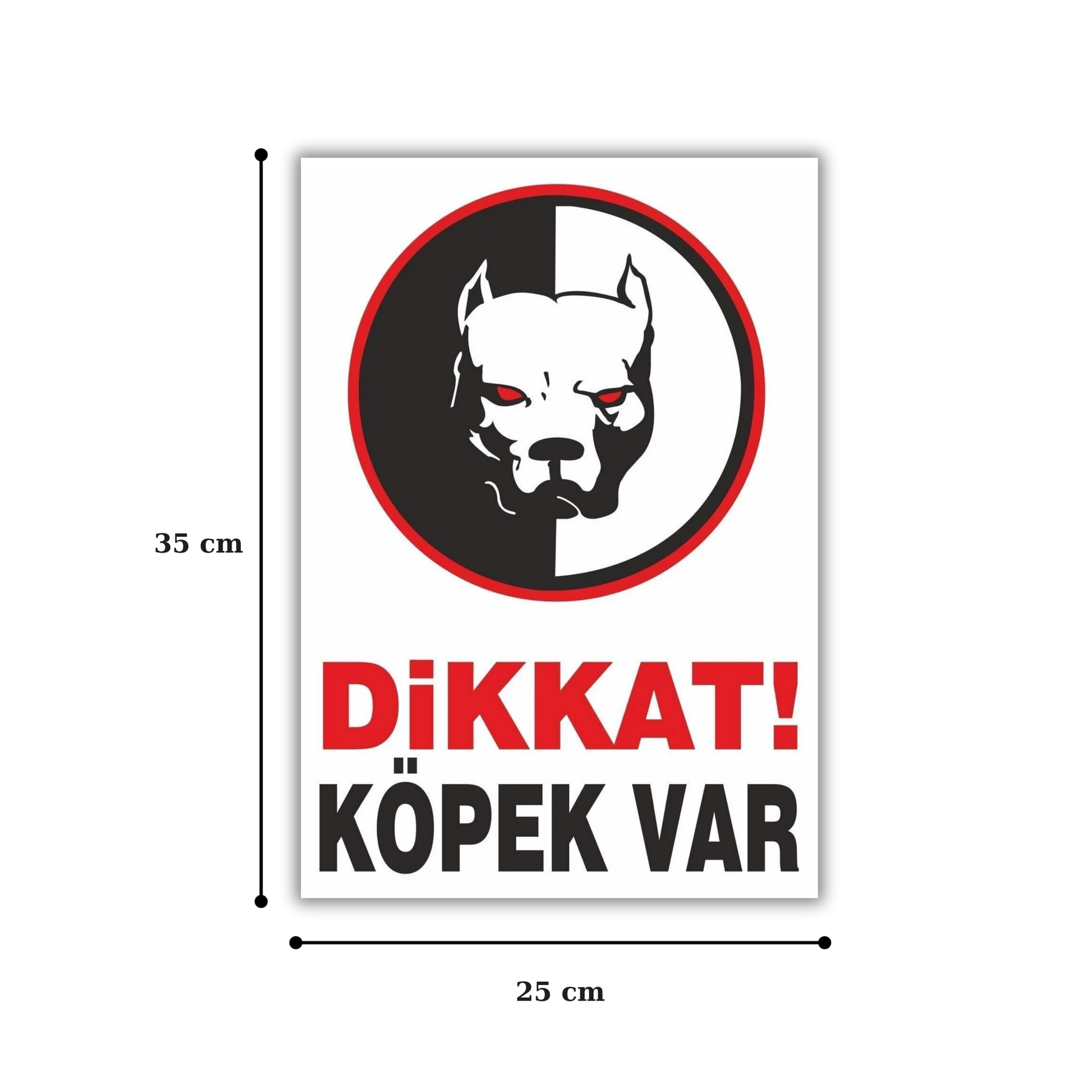 Dikkat Köpek Var uyarı levhası bulldog görselli, 25x35 cm ölçülerinde forex tabela boyut bilgisi