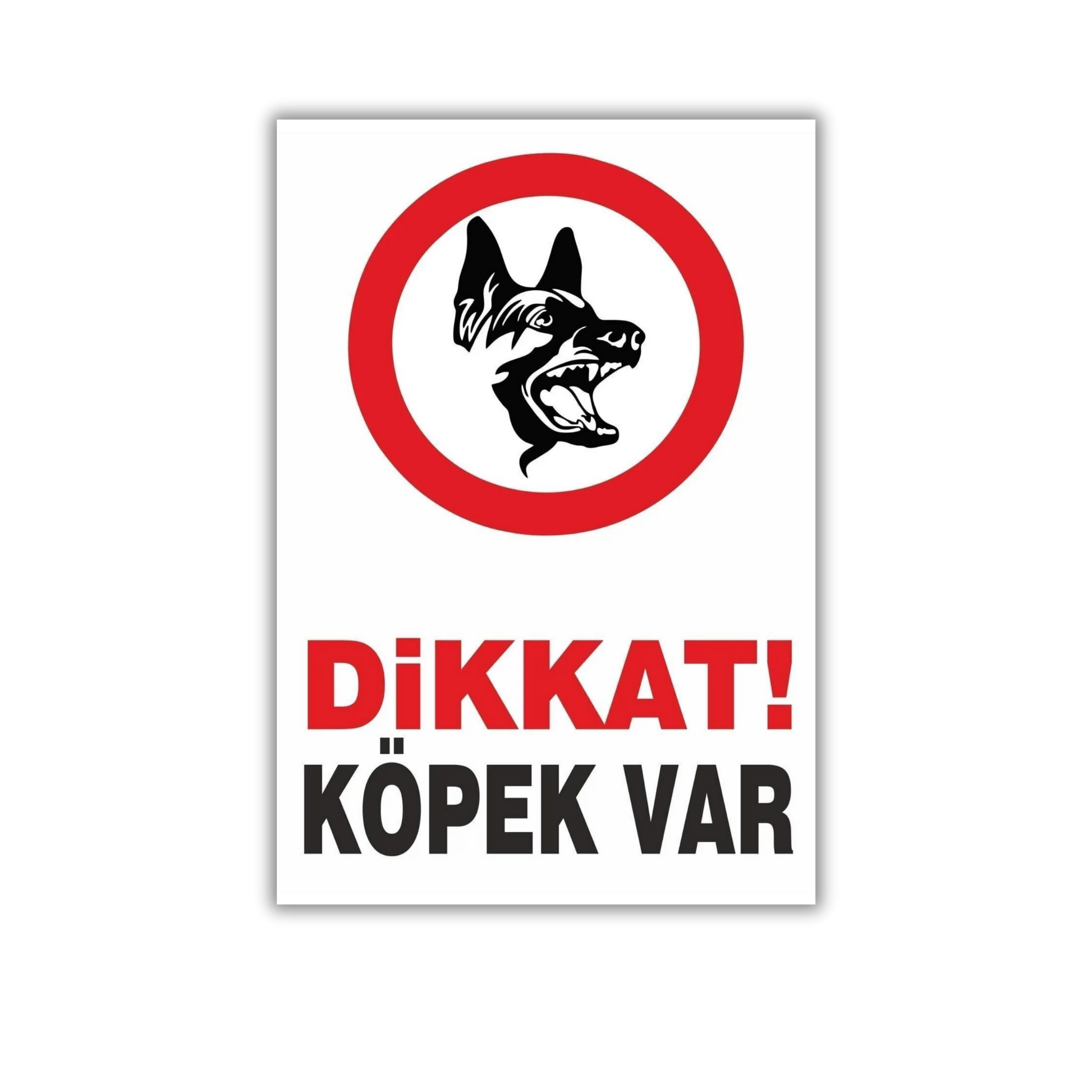 Dikkat Köpek Var uyarı levhası kurt köpeği görselli, 25x35 cm ölçüsünde dayanıklı forex tabela