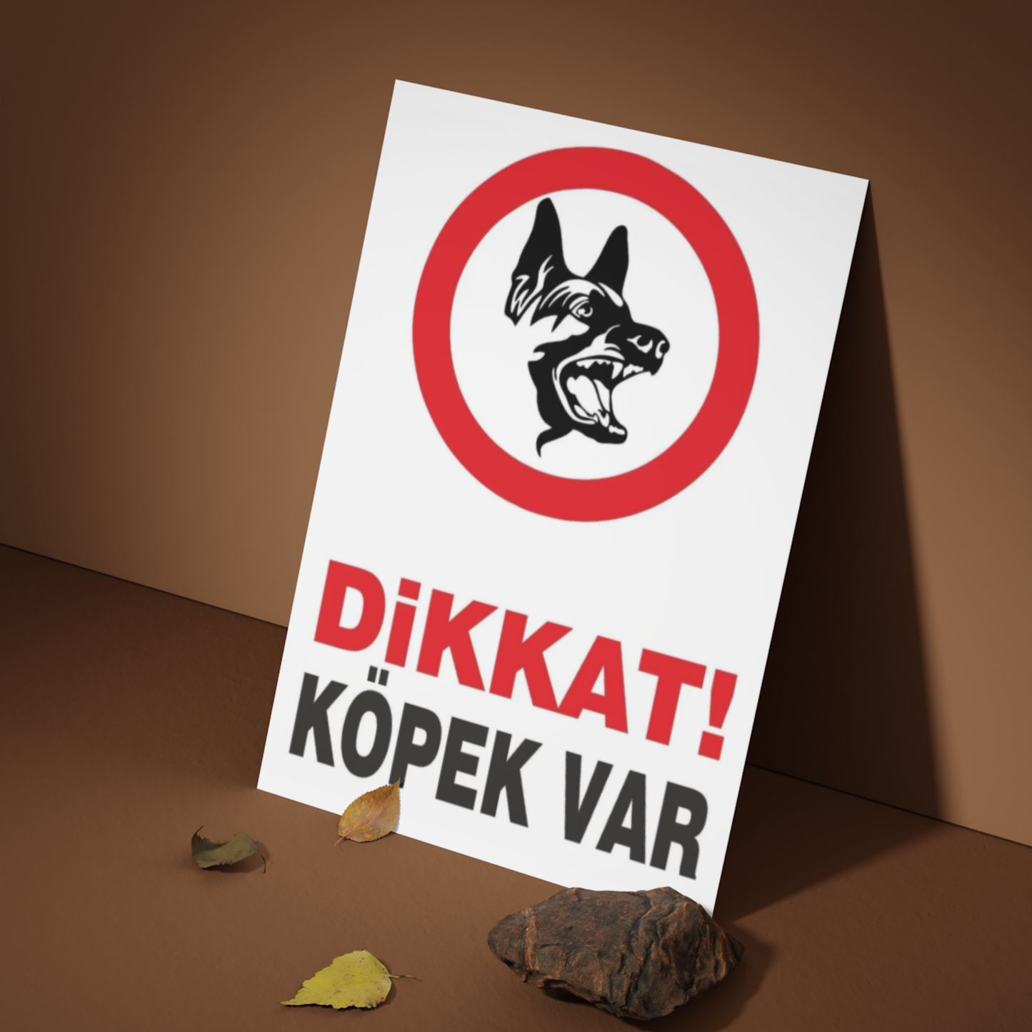 Dikkat Köpek Var uyarı levhası kurt köpeği görselli, bahçe ve kapı girişinde kullanılan 25x35 cm forex tabela