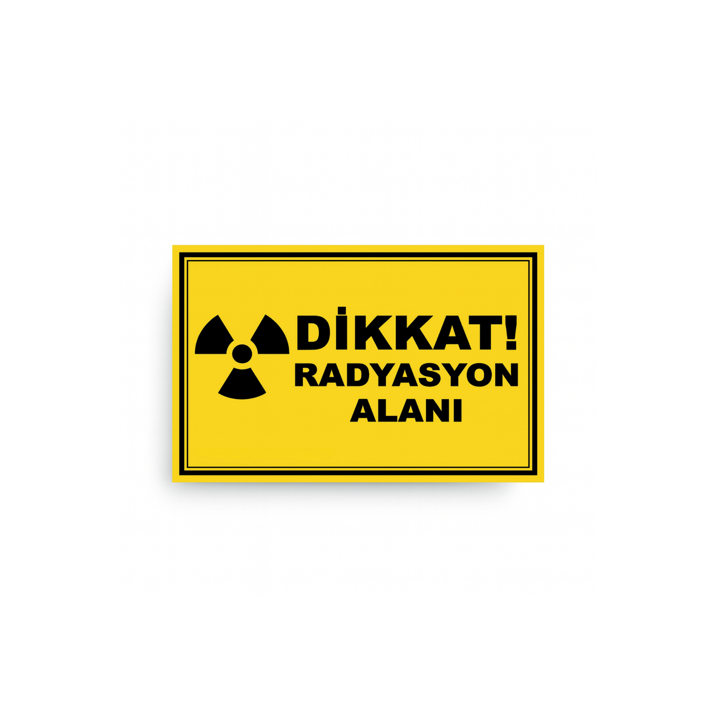 Dikkat Radyasyon Alanı uyarı tabelası 30x20 cm forex, beyaz fon ürün görseli