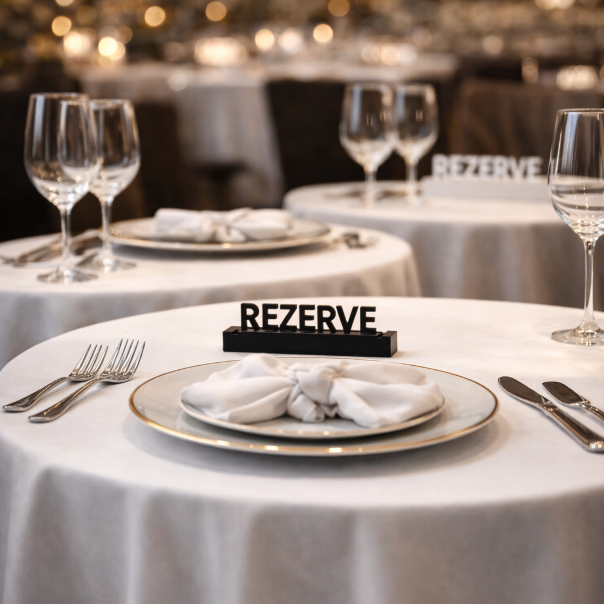 düğün salonu lüks restoran siyah rezerve tabelası masa ayırtma