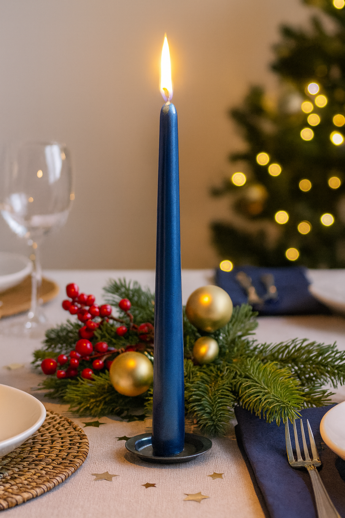 Konik Şamdan Mumu 25 cm – Dekoratif, İs Yapmaz, Kokusuz | Masa & Etkinlik Mumları