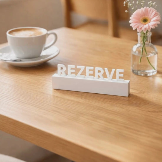 beyaz pleksi rezerve yazısı kafe masası tanıtım videosu
