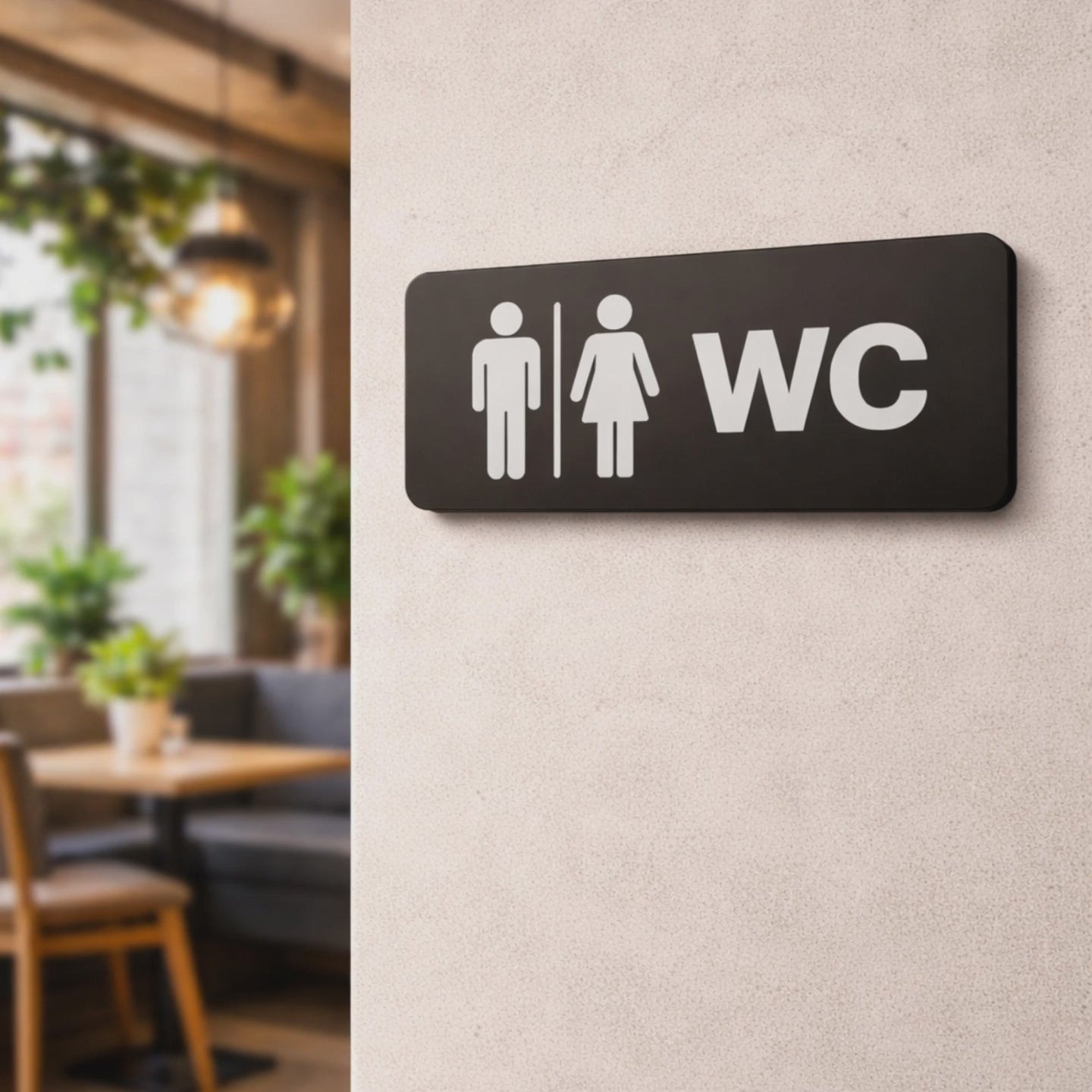 Siyah pleksi bay ve bayan WC tabelası tanıtım videosu, 22x8 cm, ofis kafe restoran kullanımı, gri folyo kesim