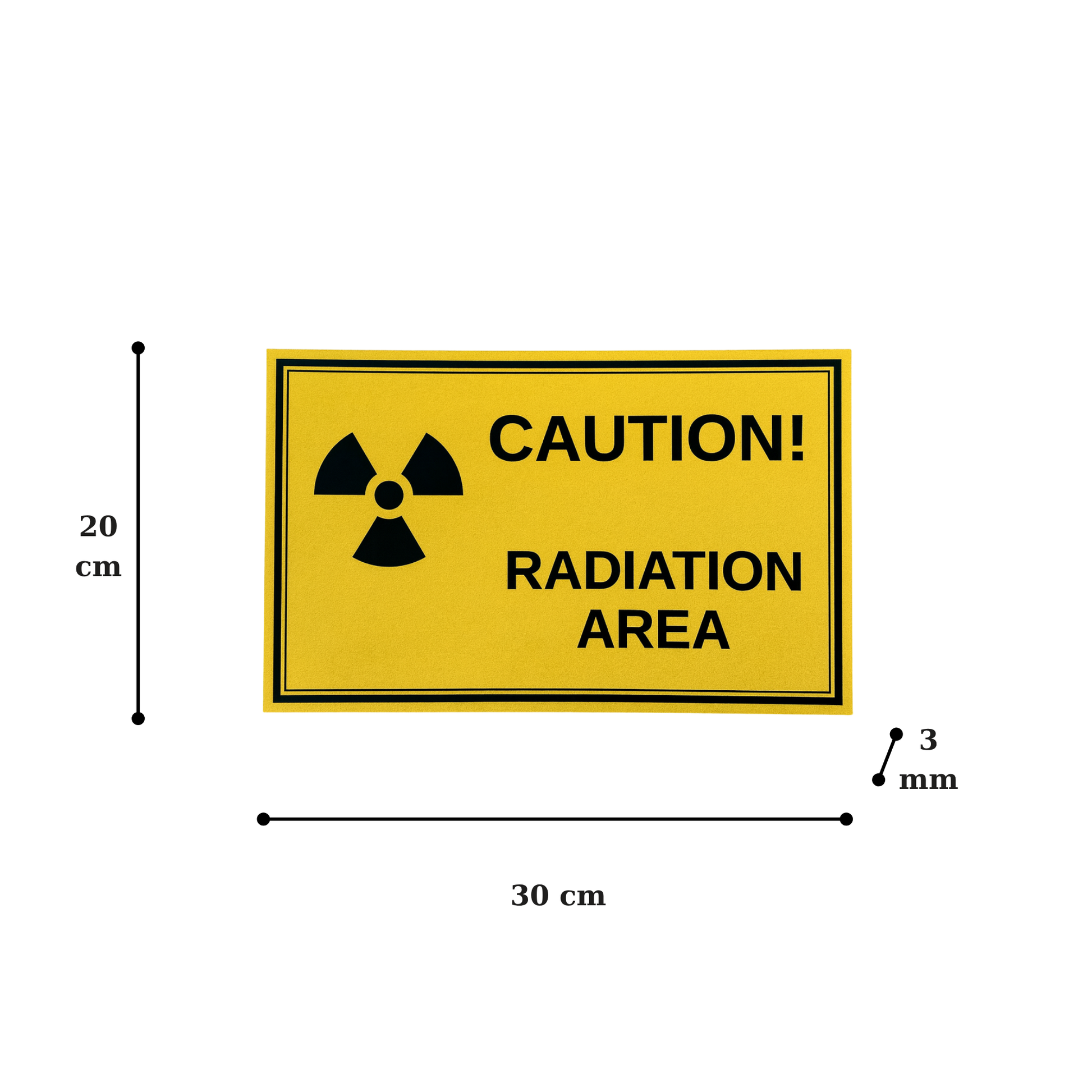 Radiation Area uyarı levhası ölçüleri 30x20 cm 3 mm forex malzeme