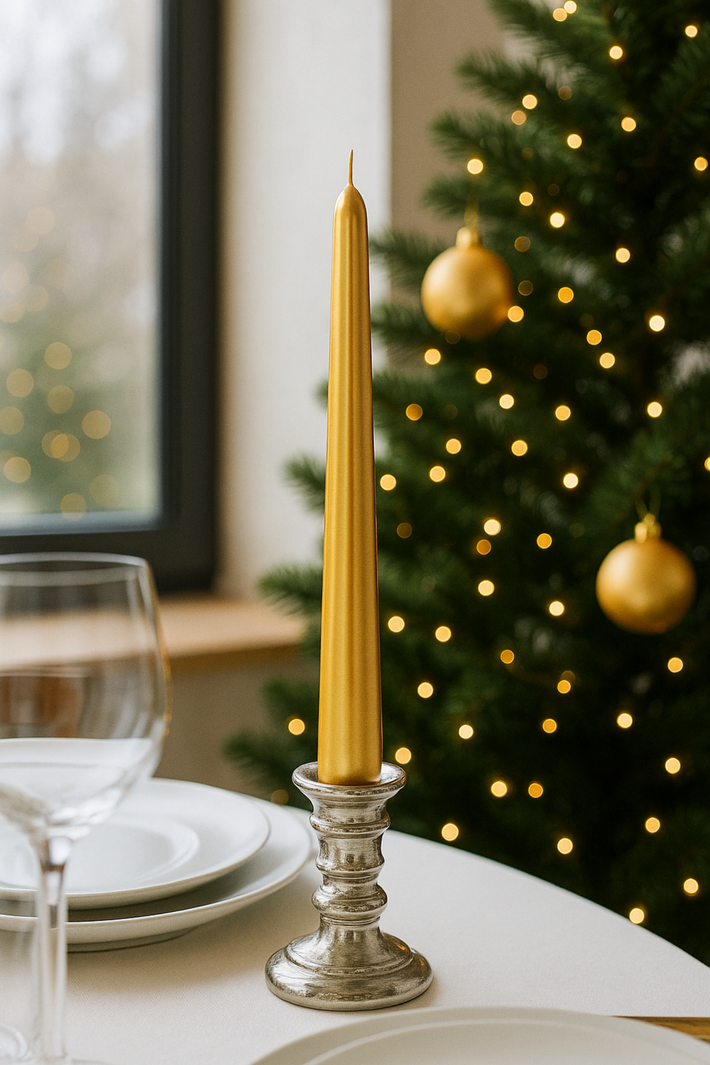 Konik Şamdan Mumu 25 cm – Dekoratif, İs Yapmaz, Kokusuz | Masa & Etkinlik Mumları