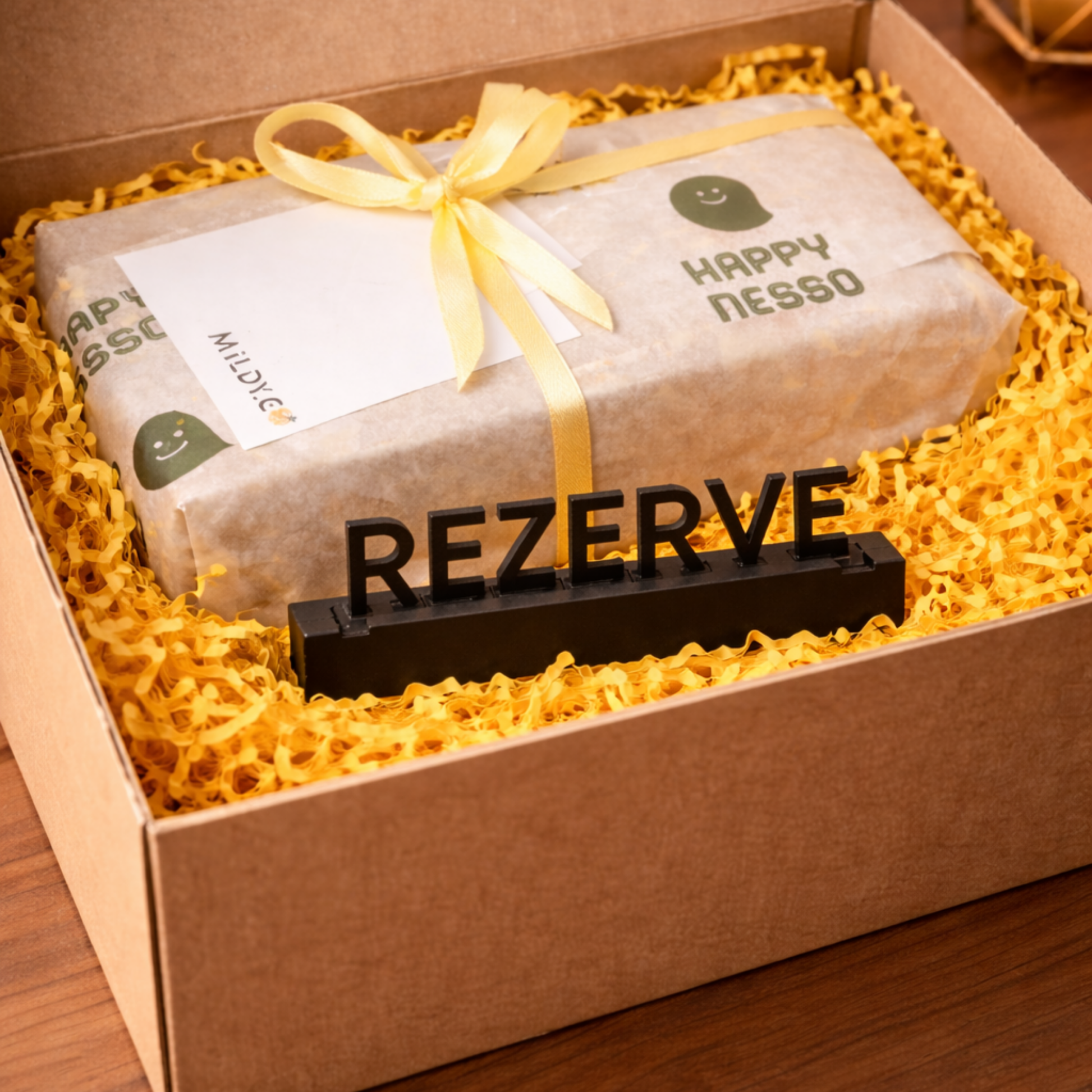 siyah rezerve tabelası özel ambalaj happynesso hediye paketleme