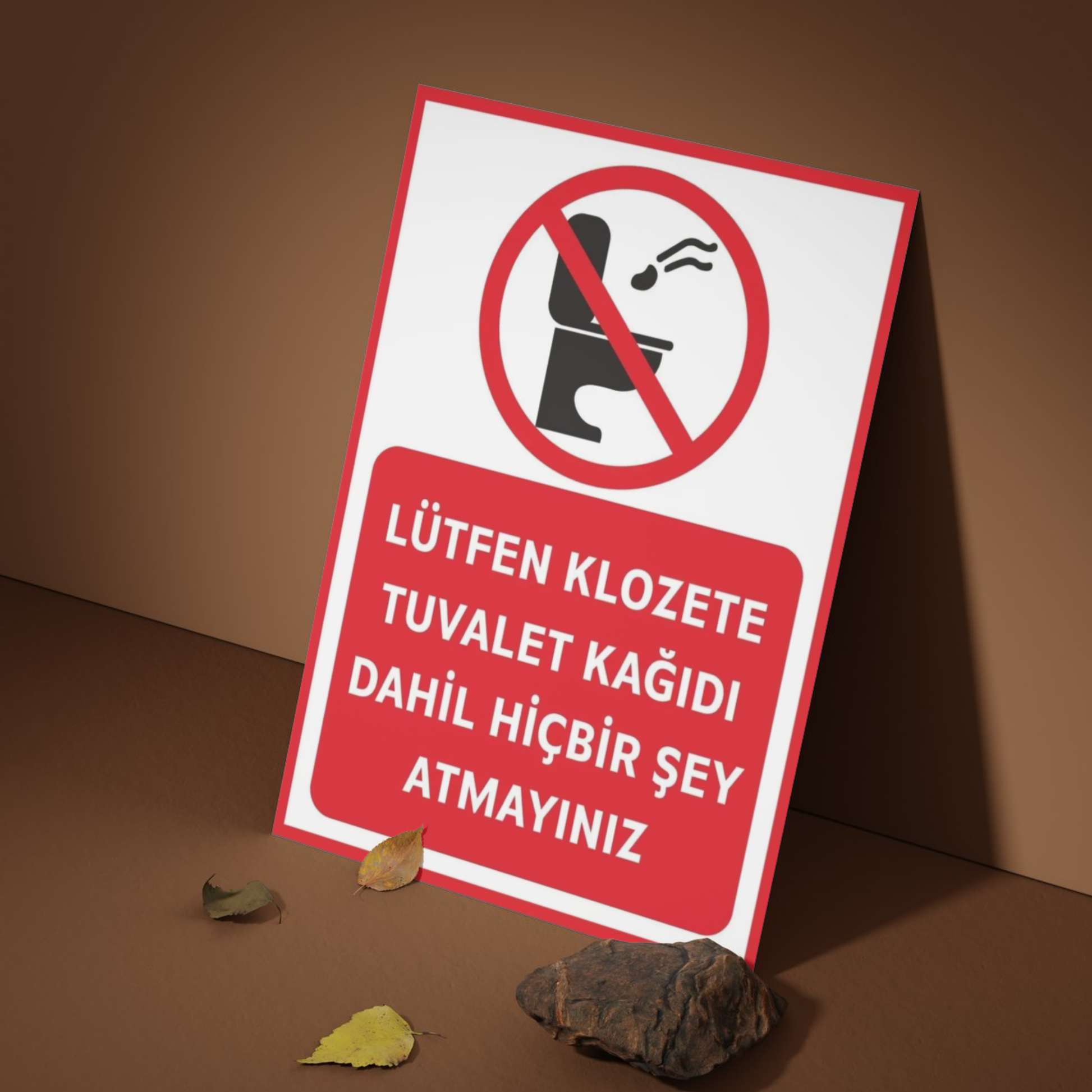 Tuvalet uyarı levhası klozete hiçbir şey atmayınız 25x35 cm forex folyo baskı sahne görseli